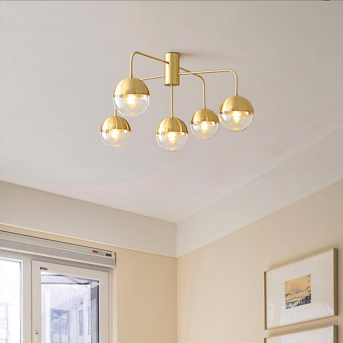 Brass Multi-Globe Ceiling Light, alternative view 4