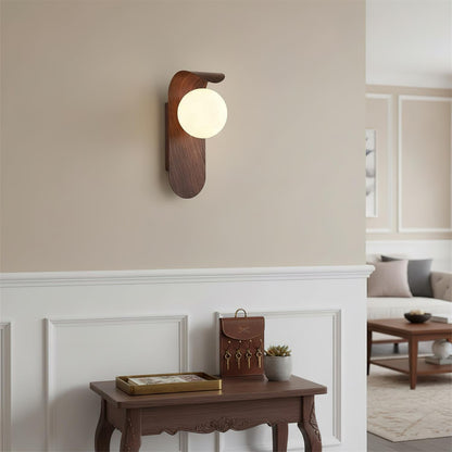 Wood Wall Light With Opal Globe Shade – alternative view 2