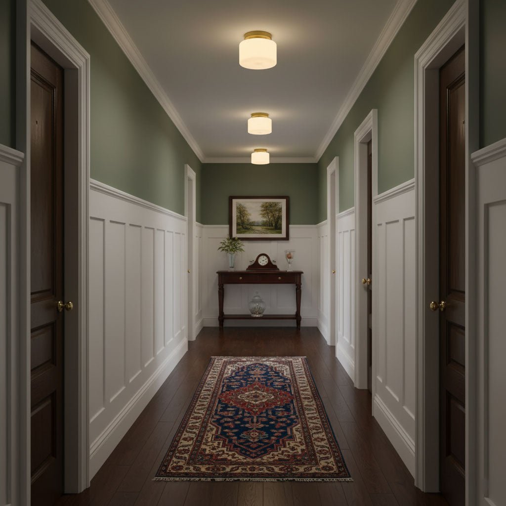 Brass and Glass Flush Ceiling Light, alternative view 5