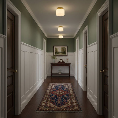 Brass and Glass Flush Ceiling Light, alternative view 5