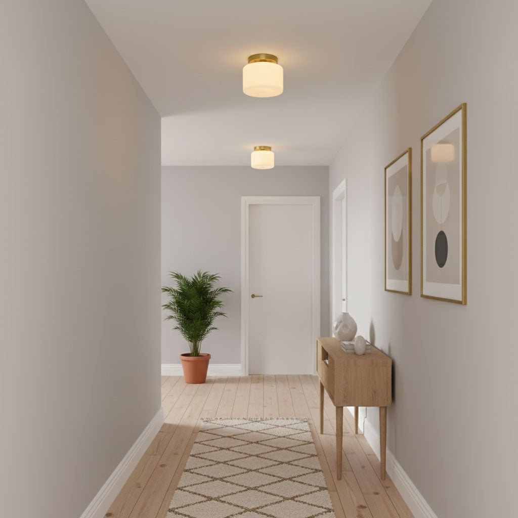 Brass and Glass Flush Ceiling Light, alternative view 8
