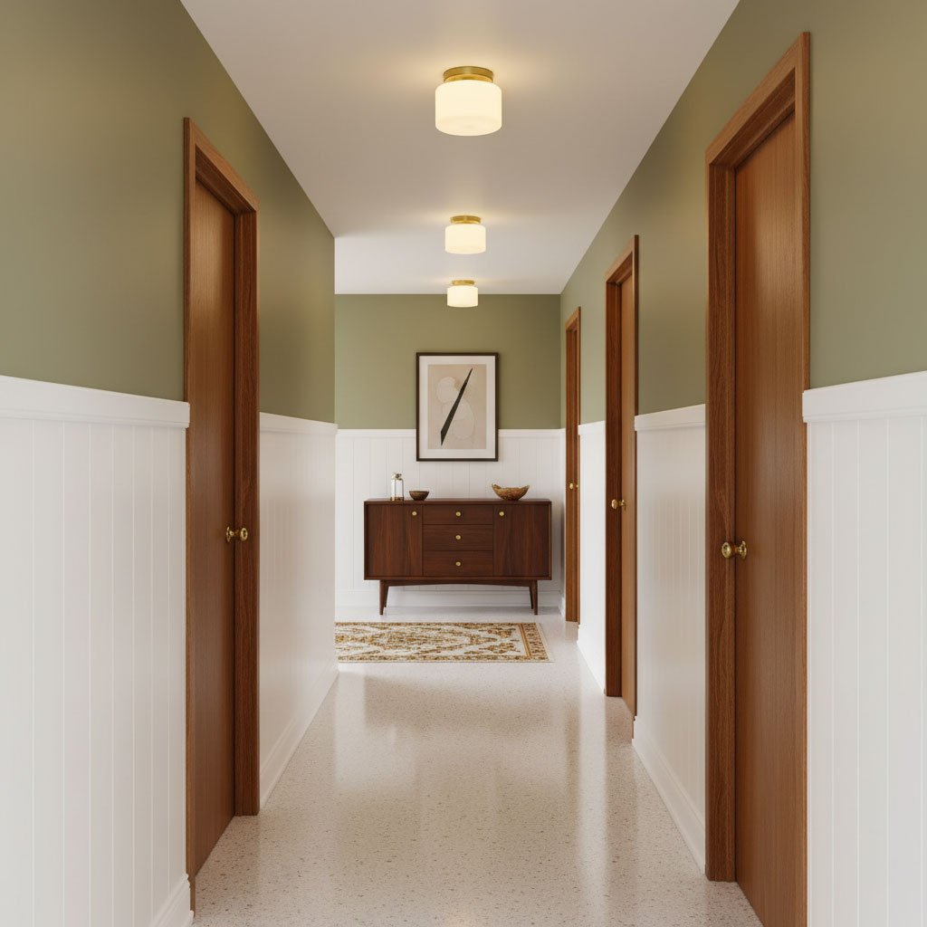 Brass and Glass Flush Ceiling Light, alternative view 7