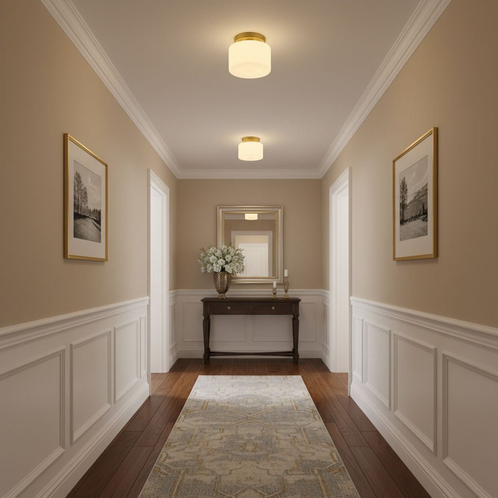 Brass and Glass Flush Ceiling Light, alternative view 4