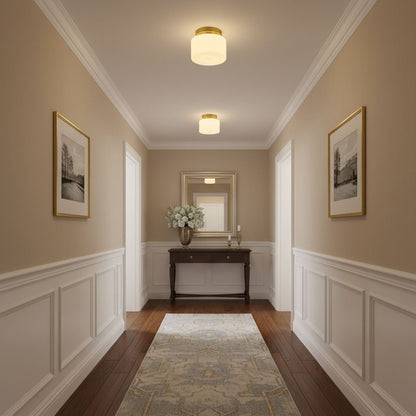 Brass and Glass Flush Ceiling Light, alternative view 4