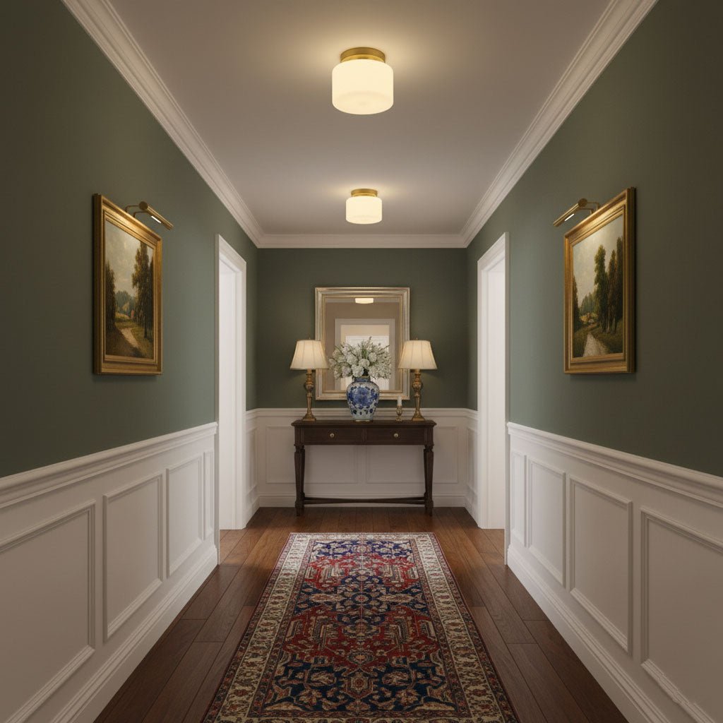 Brass and Glass Flush Ceiling Light, alternative view 6