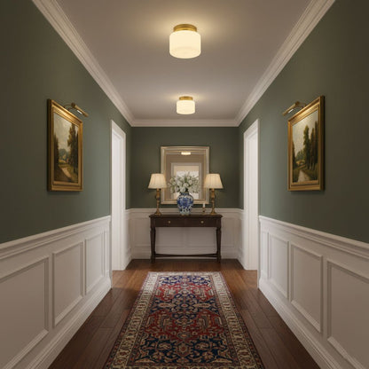 Brass and Glass Flush Ceiling Light, alternative view 6