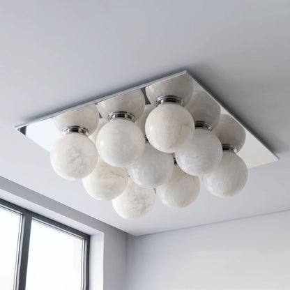 Rounded Alabaster and Brass Flush Ceiling Light, alternative view 9