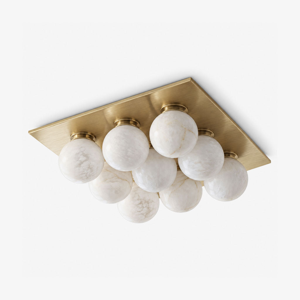 Rounded Alabaster and Brass Flush Ceiling Light by Everden Living