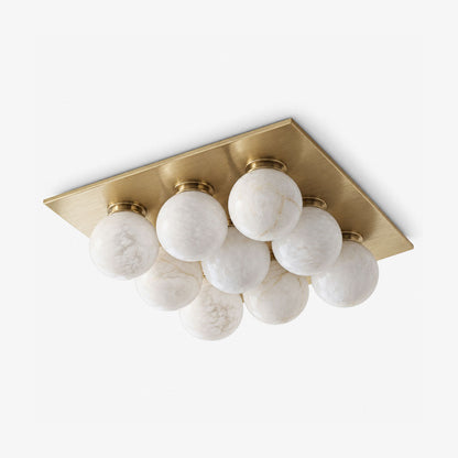 Rounded Alabaster and Brass Flush Ceiling Light by Everden Living