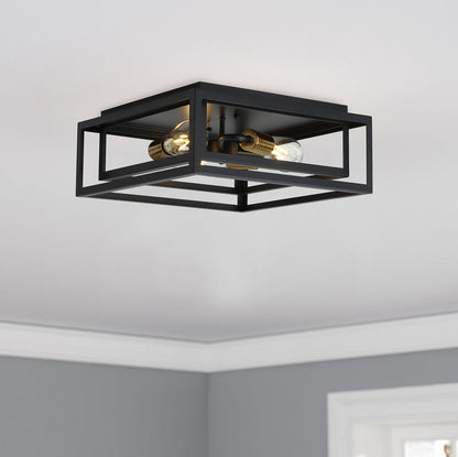 3-Lights Square Modern Linear Framework Flush Mount Lighting – alternative view 2