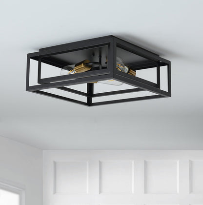 3-Lights Square Modern Linear Framework Flush Mount Lighting – alternative view 5