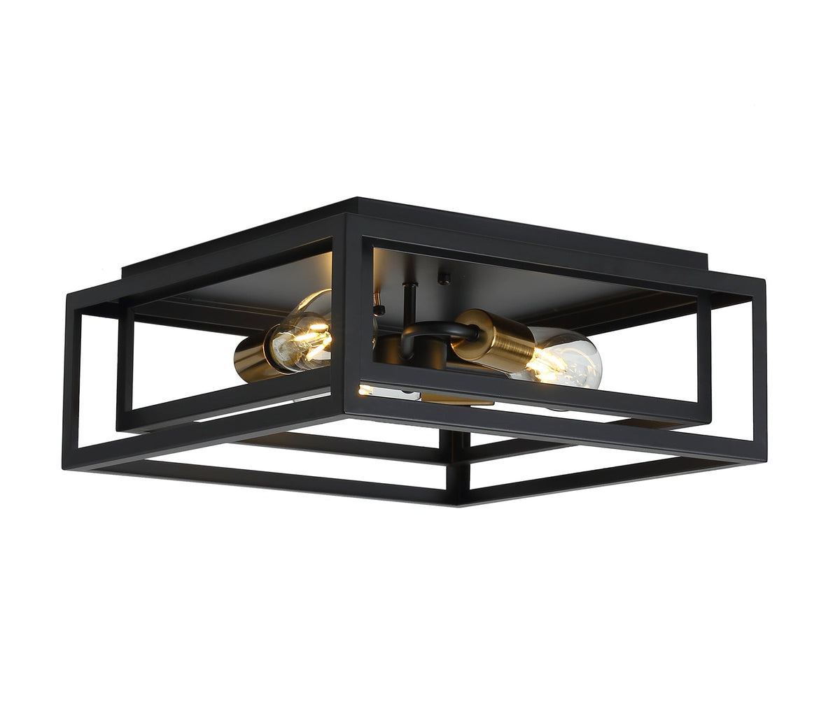 3-Lights Square Modern Linear Framework Flush Mount Lighting – Everden Living