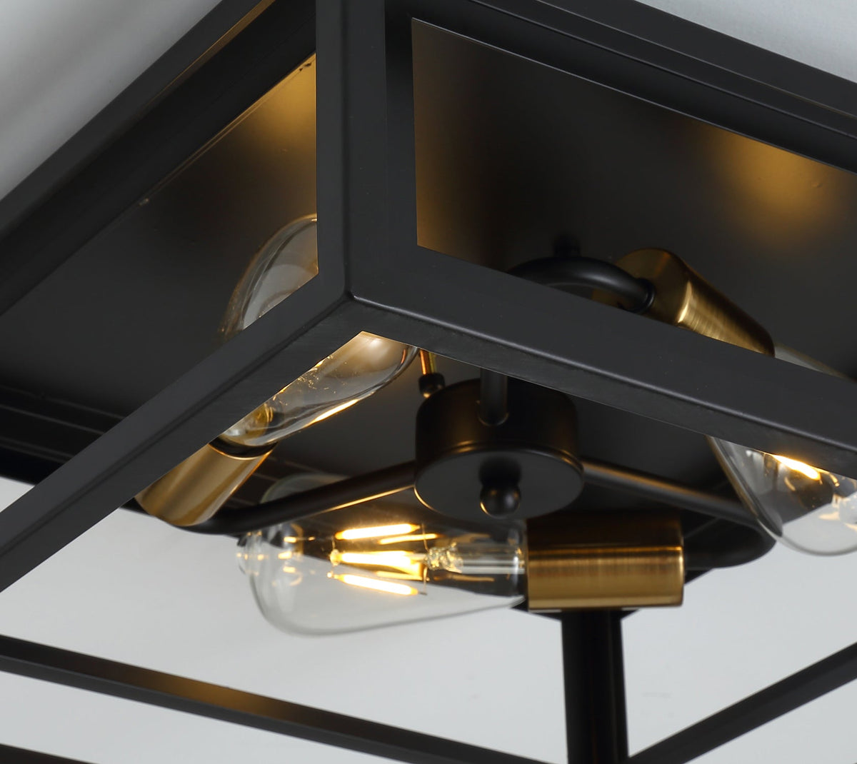 3-Lights Square Modern Linear Framework Flush Mount Lighting – alternative view 8