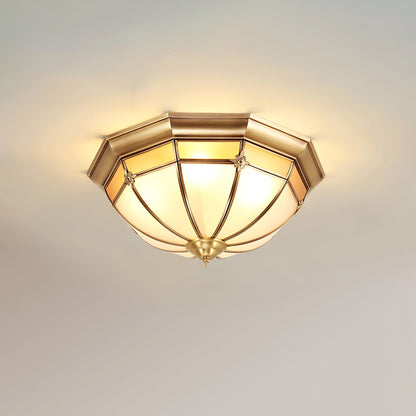 Modern Brass Dome and Glass Flush Ceiling Light, alternative view 9