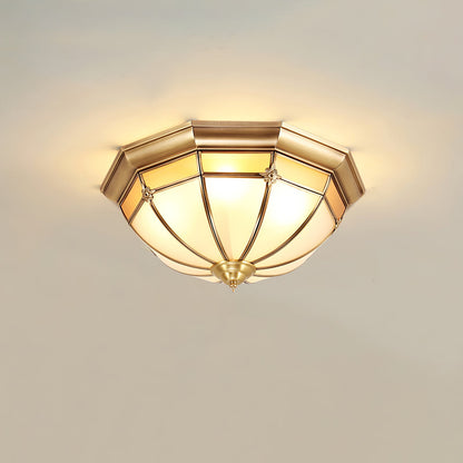 Modern Brass Dome and Glass Flush Ceiling Light, alternative view 10