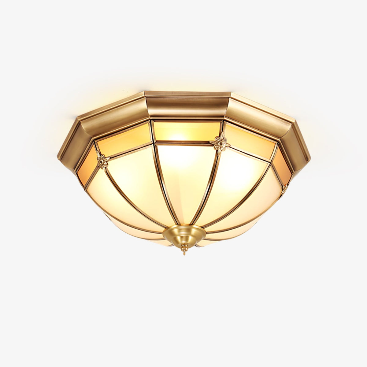 Modern Brass Dome and Glass Flush Ceiling Light by Everden Living