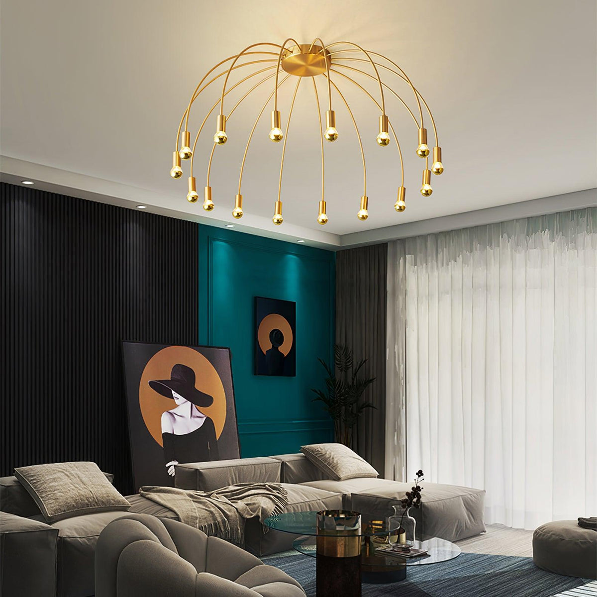 Firework Glass and Brass Ceiling Light, alternative view 4
