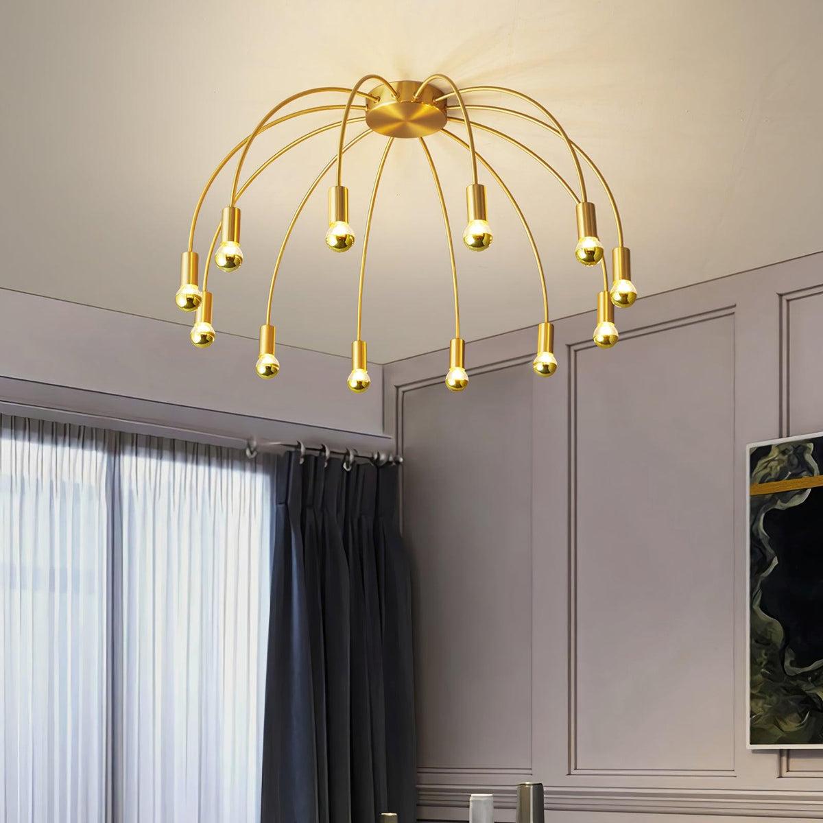 Firework Glass and Brass Ceiling Light, alternative view 2