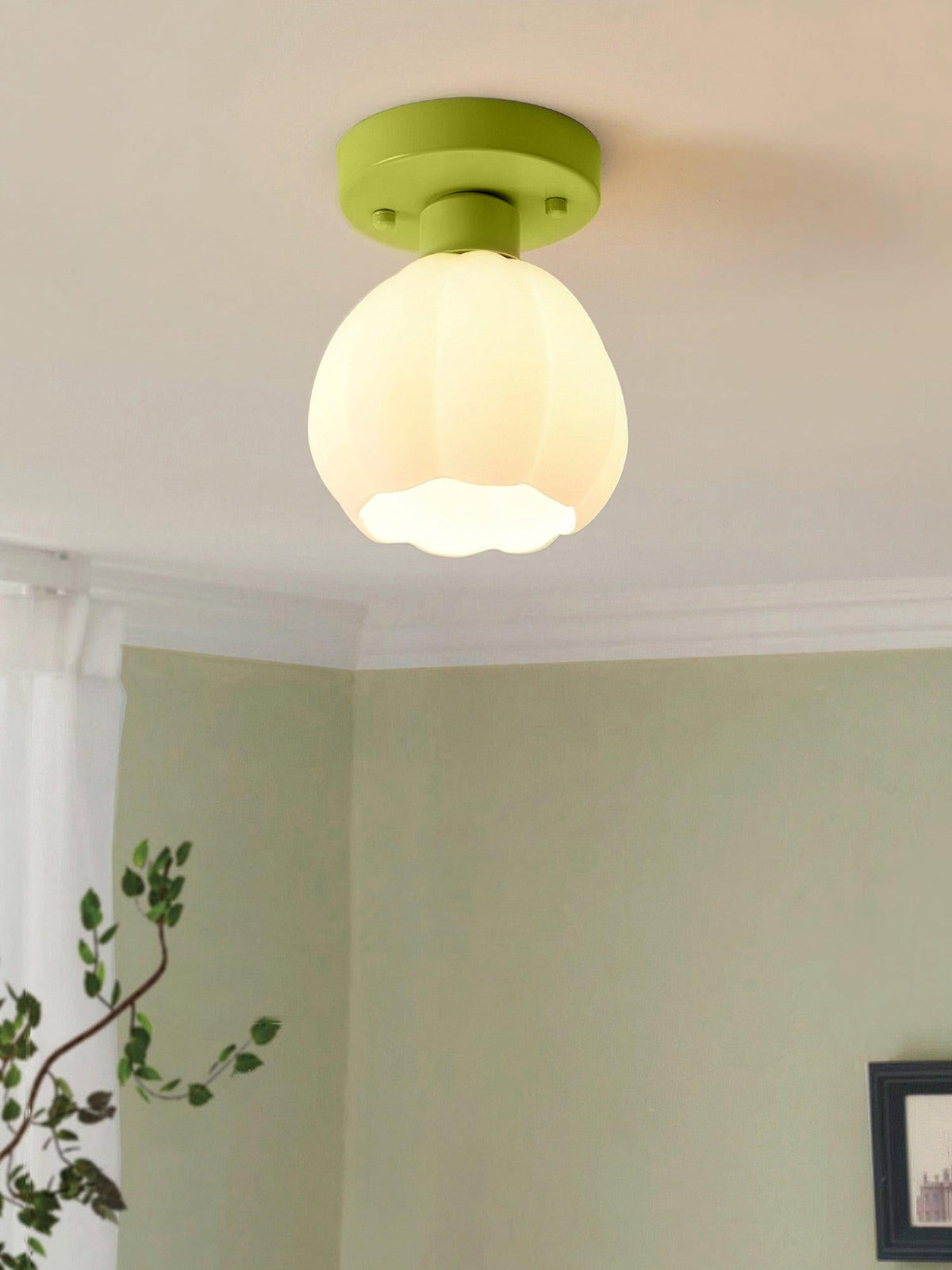 Flower-Shaped Glass Semi-Flush Ceiling Light, alternative view 3