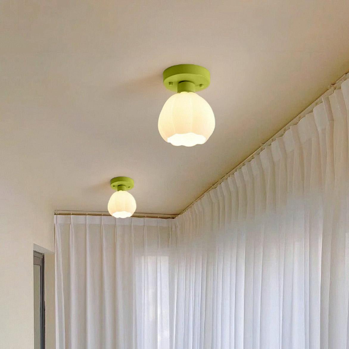 Flower-Shaped Glass Semi-Flush Ceiling Light, alternative view 2
