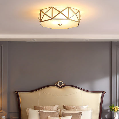 Geometric Brass and Glass Flush Ceiling Light, alternative view 3