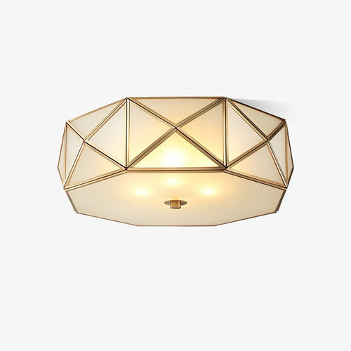 Geometric Brass and Glass Flush Ceiling Light by Everden Living