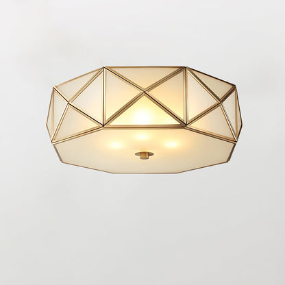 Geometric Brass and Glass Flush Ceiling Light, alternative view 10