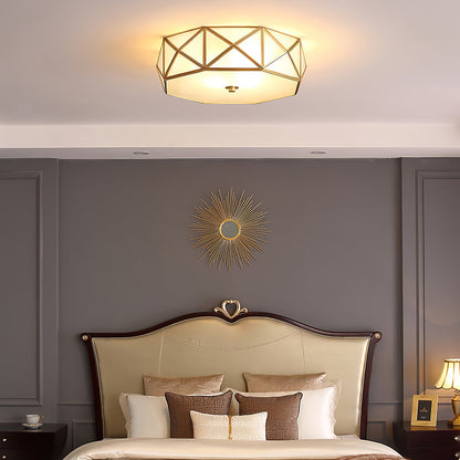 Geometric Brass and Glass Flush Ceiling Light, alternative view 8