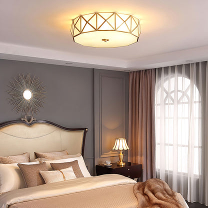 Geometric Brass and Glass Flush Ceiling Light, alternative view 5