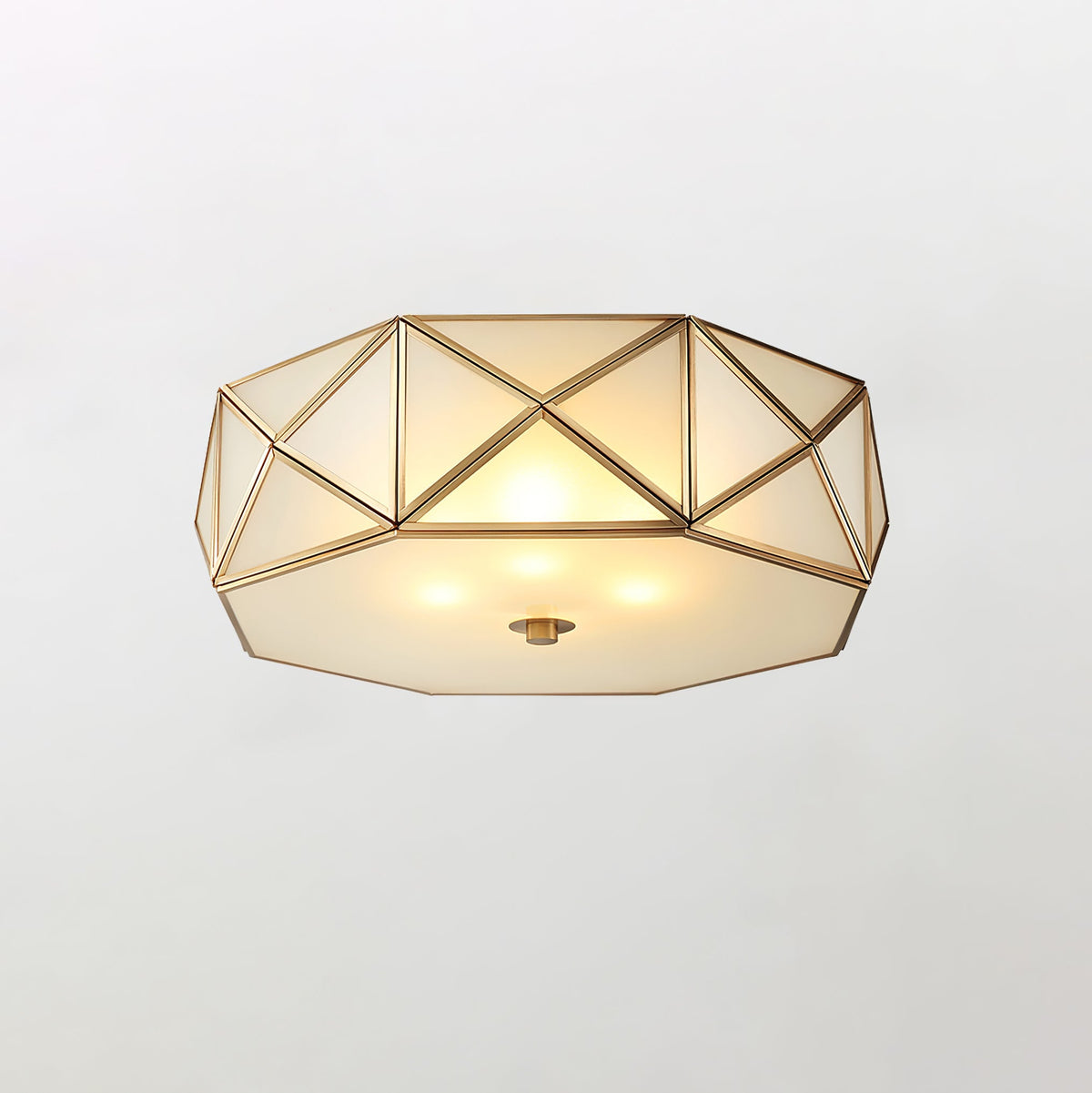Geometric Brass and Glass Flush Ceiling Light, alternative view 9