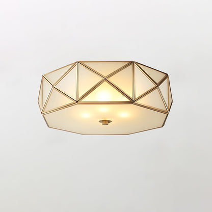 Geometric Brass and Glass Flush Ceiling Light, alternative view 9
