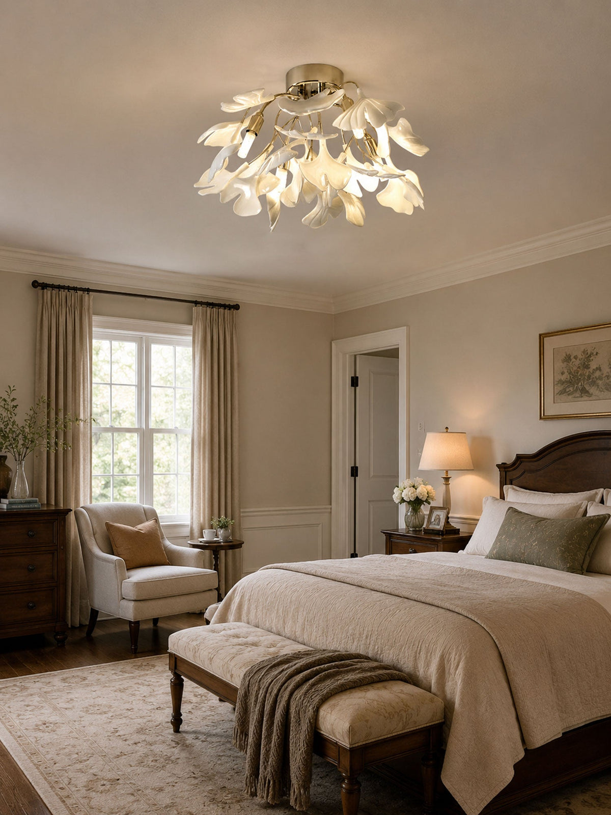 Ginkgo Leaf Ceramic Ceiling Light, alternative view 4