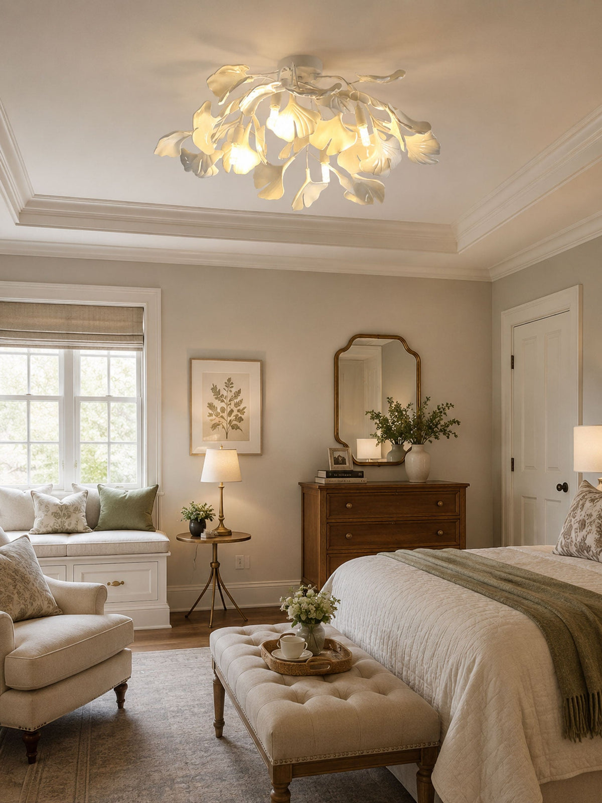 Ginkgo Leaf Ceramic Ceiling Light, alternative view 5