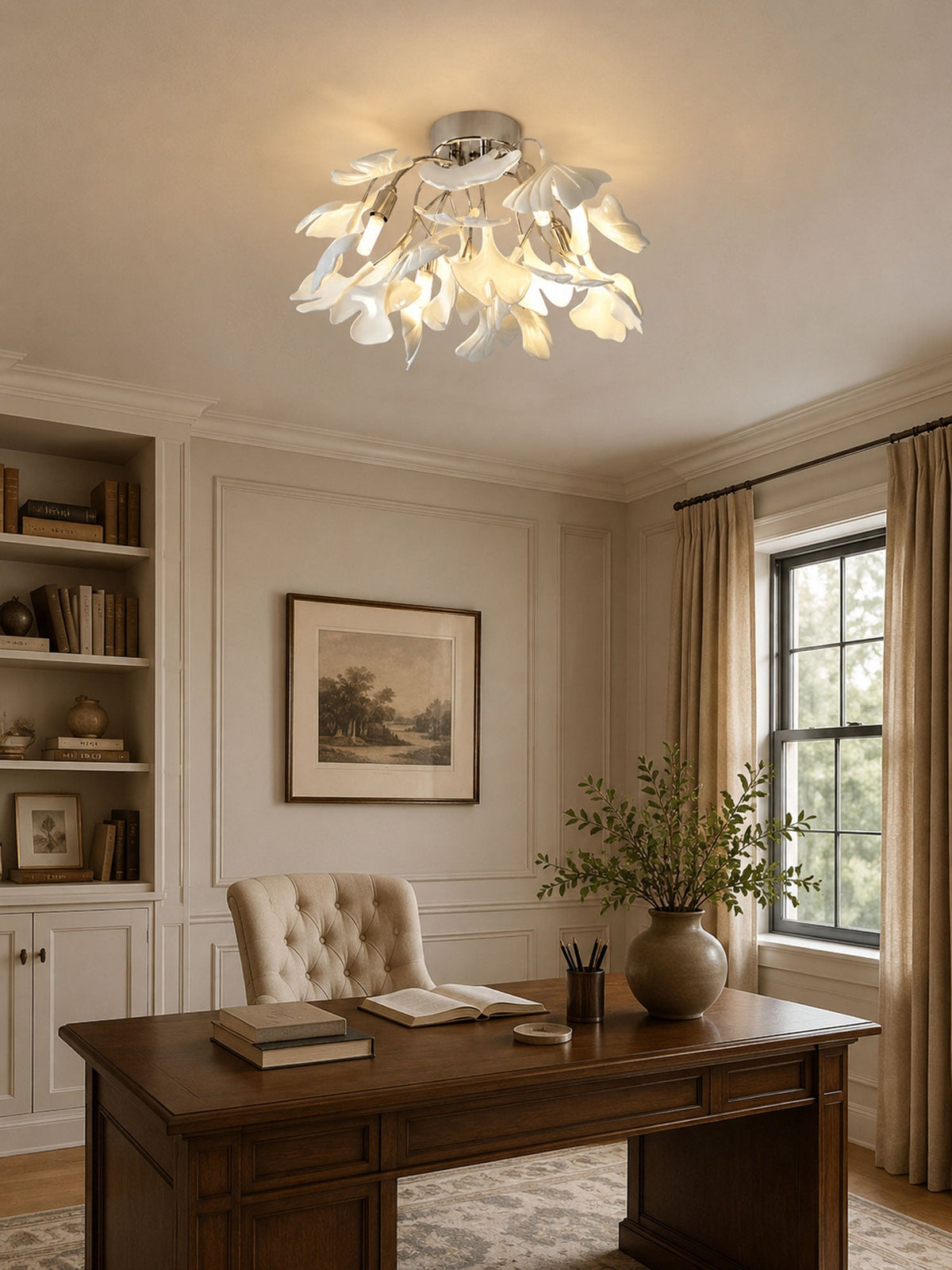 Ginkgo Leaf Ceramic Ceiling Light, alternative view 3