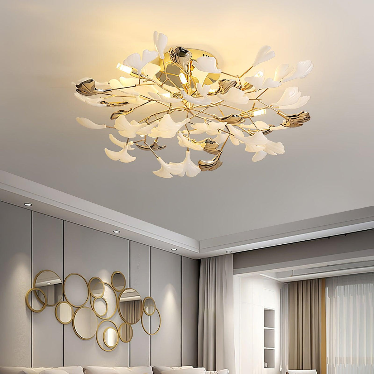Ginkgo Rotating Ceramic Flush Ceiling Light, alternative view 2