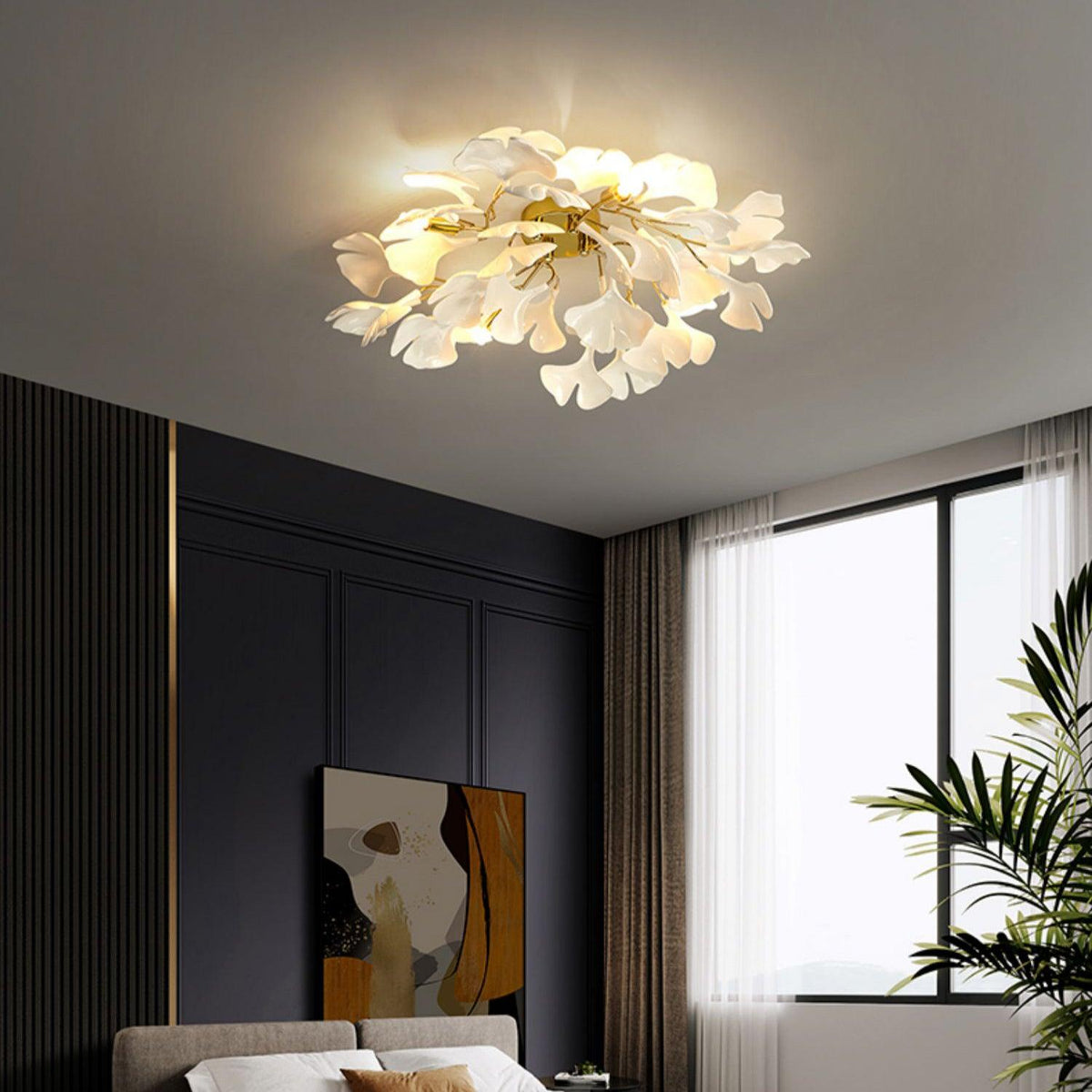 Ginkgo Leaf Ceramic Ceiling Light, alternative view 2