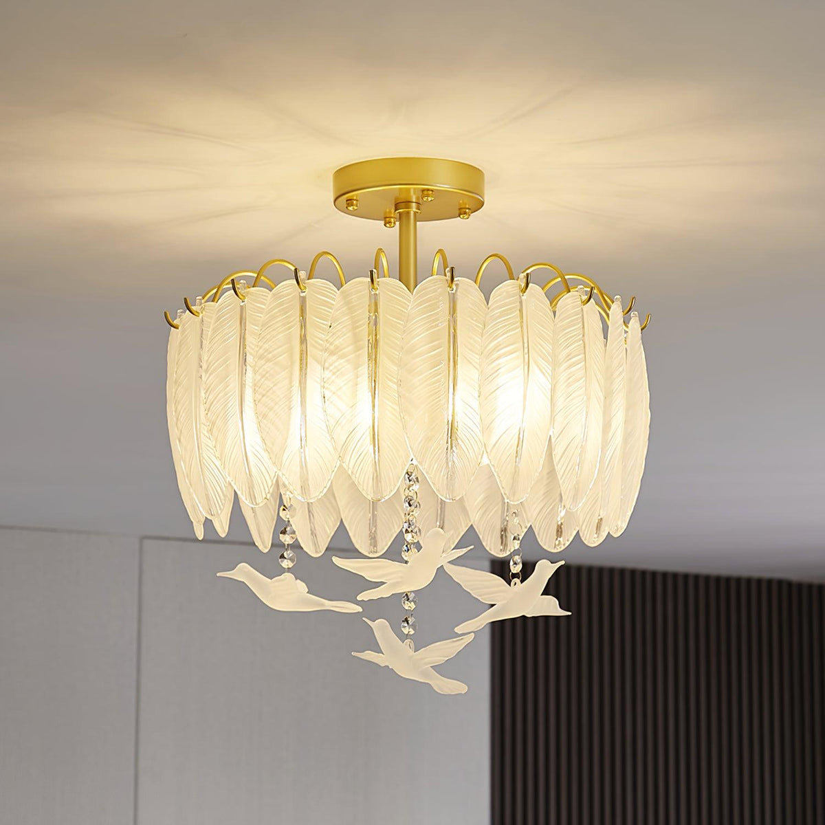 Feather Glass & Copper Ceiling Light, alternative view 3