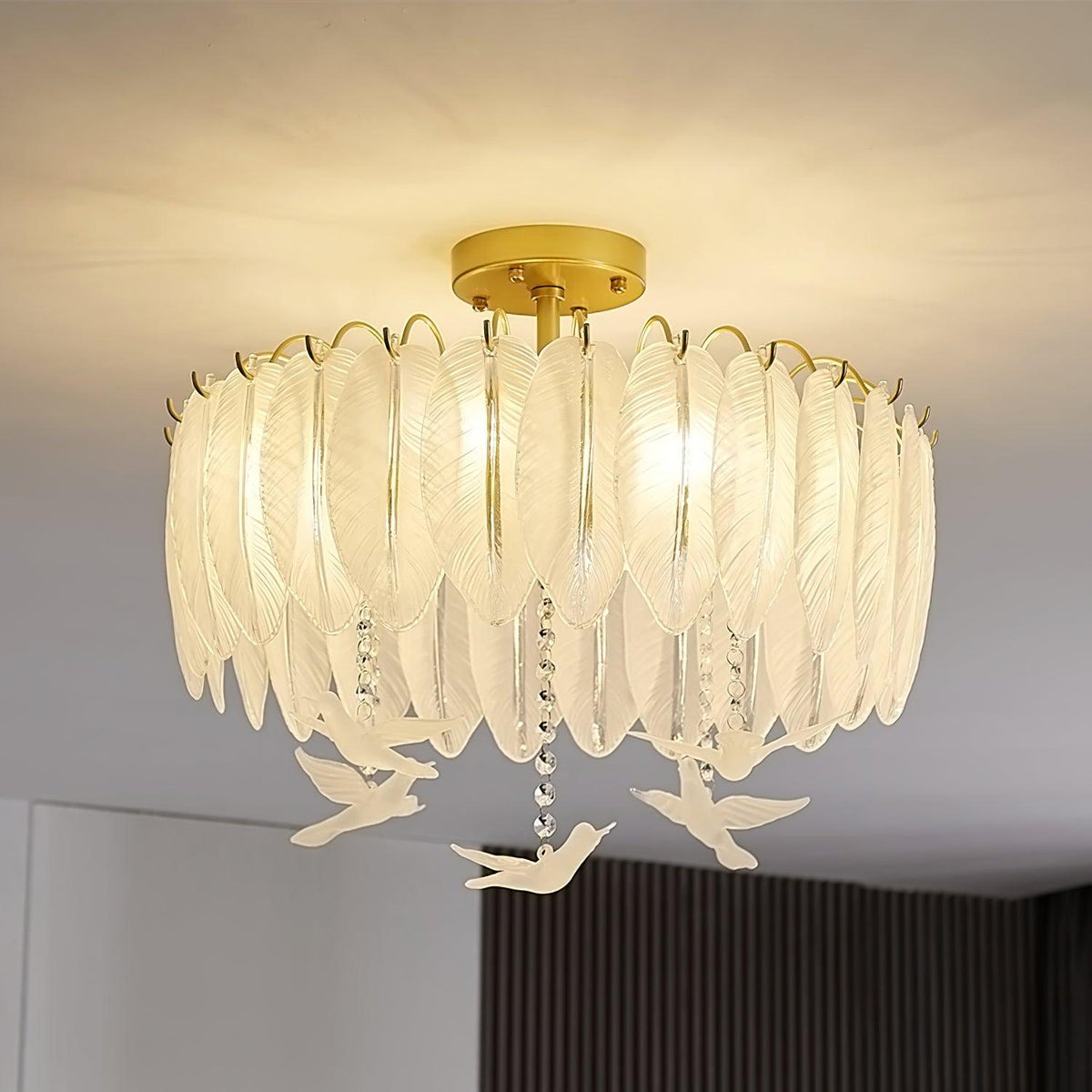 Feather Glass & Copper Ceiling Light, alternative view 4