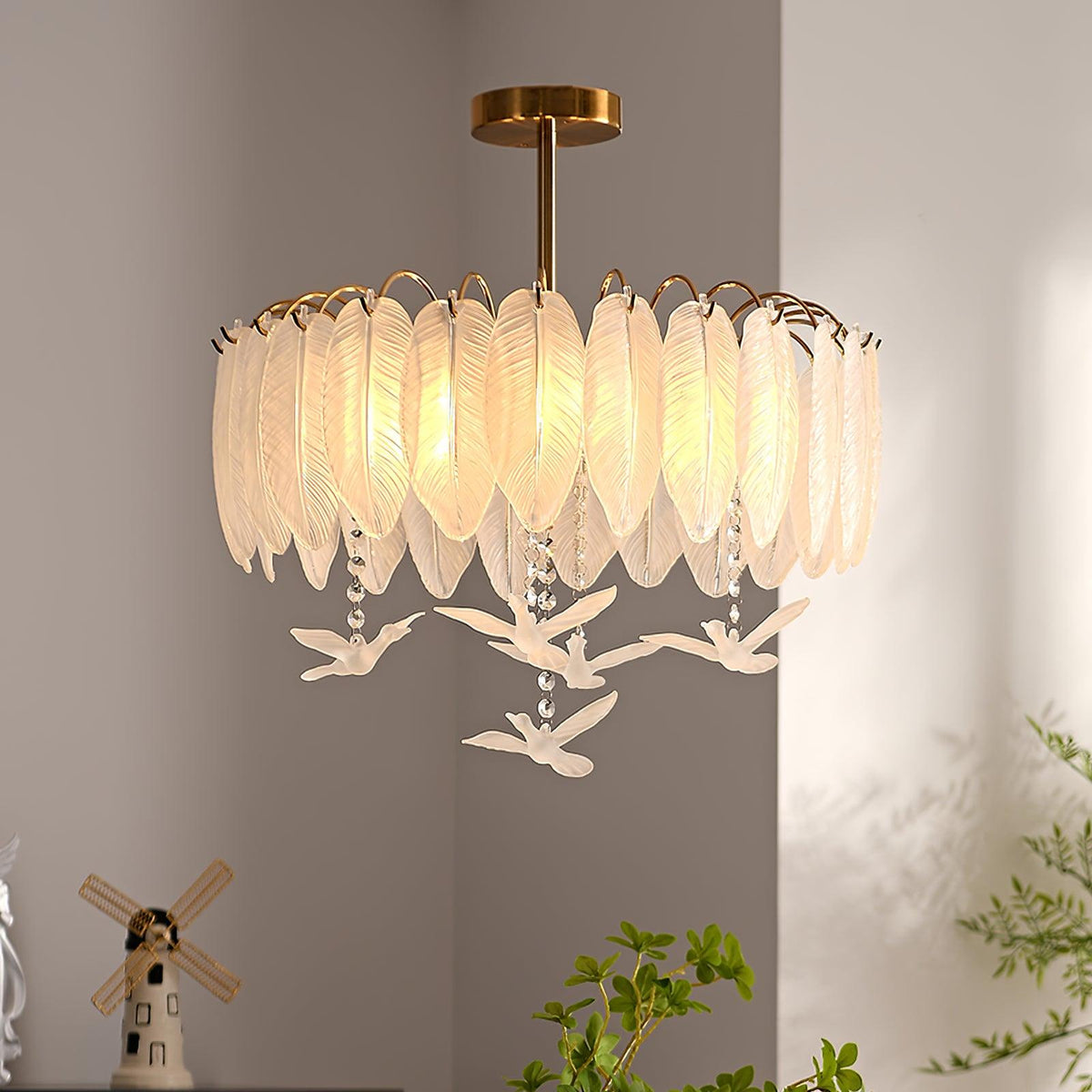 Feather Glass & Copper Ceiling Light, alternative view 8
