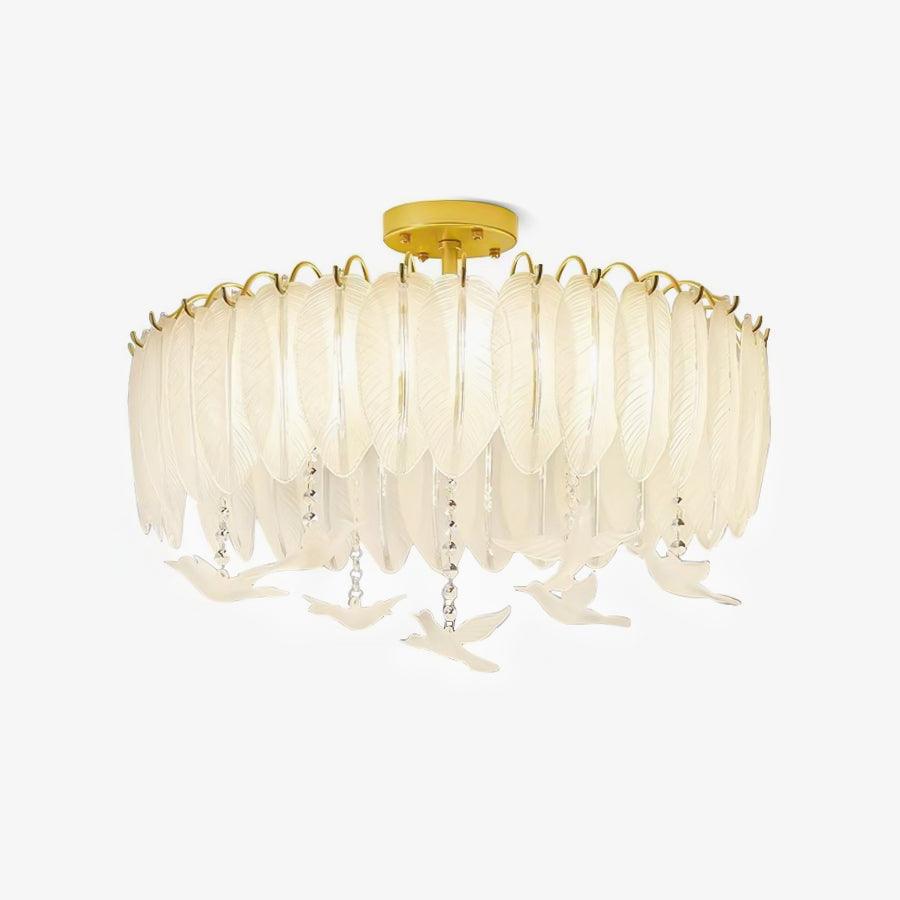 Feather Glass & Copper Ceiling Light by Everden Living