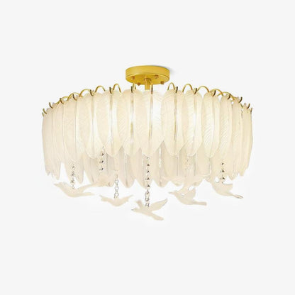 Feather Glass & Copper Ceiling Light by Everden Living