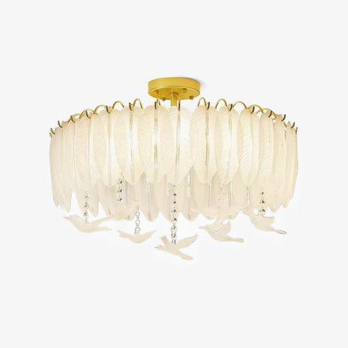 Feather Glass & Copper Ceiling Light by Everden Living