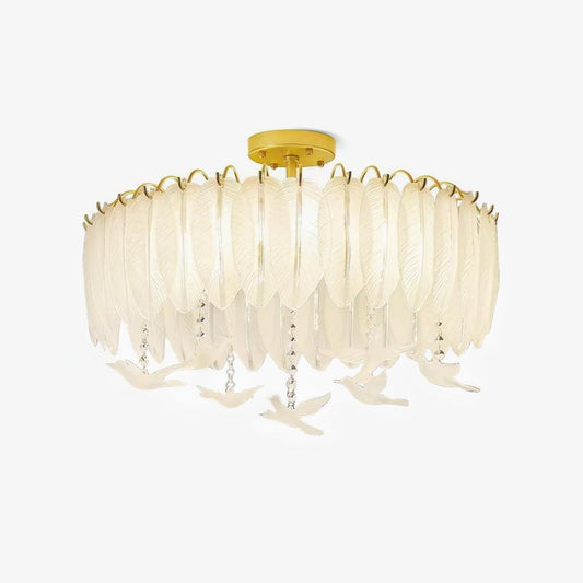 Feather Glass & Copper Ceiling Light by Everden Living