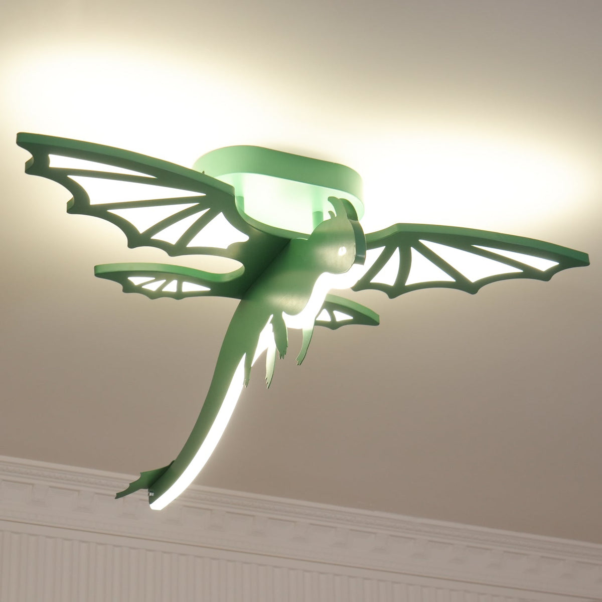 Green Dinosaur Children's Ceiling Light, alternative view 4