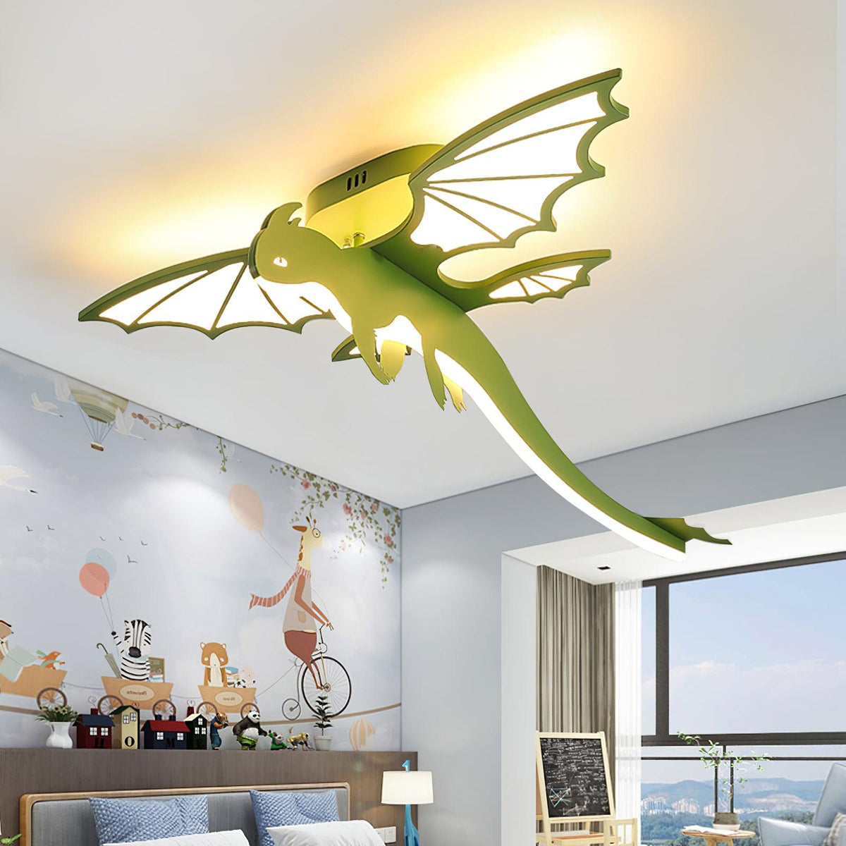 Green Dinosaur Children's Ceiling Light, alternative view 3