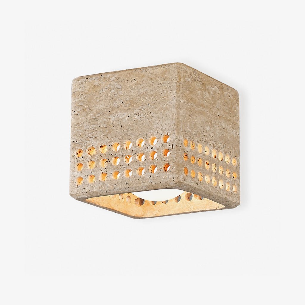 Textured Travertine Flush Ceiling Light by Everden Living