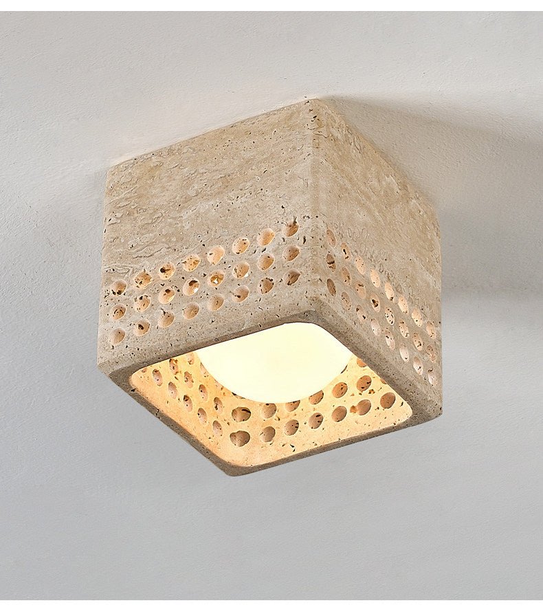 Textured Travertine Flush Ceiling Light, alternative view 3