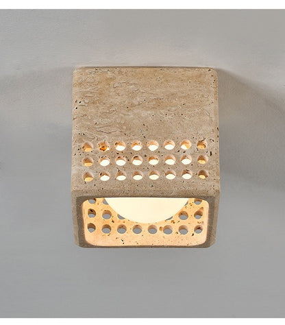 Textured Travertine Flush Ceiling Light, alternative view 5
