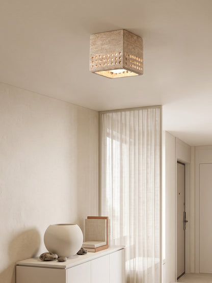 Textured Travertine Flush Ceiling Light, alternative view 4