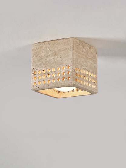 Textured Travertine Flush Ceiling Light, alternative view 2